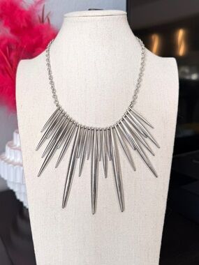 Silver Spike Statement Necklace